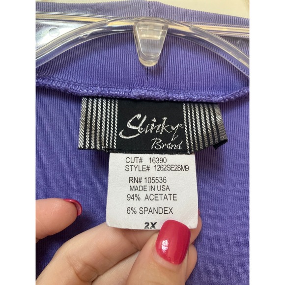 Slinky‎ Brand Purple Cardigan Open Front Stretch Comfy Lightweight Plus Size 2X - Picture 2 of 7